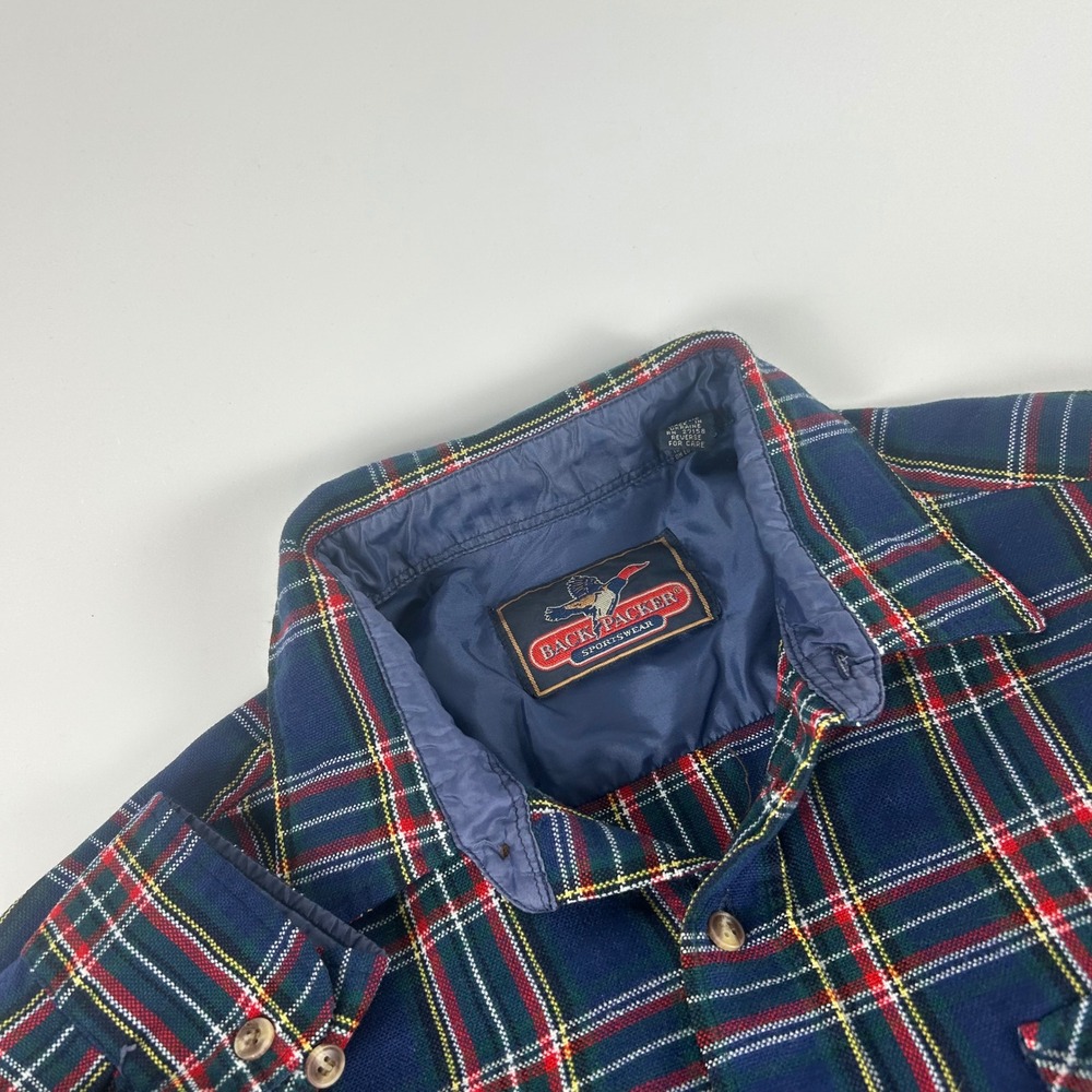 Backpacker Sportswear Mens XL Tall Flannel Shirt Plaid Long Sleeve VTG Pocket